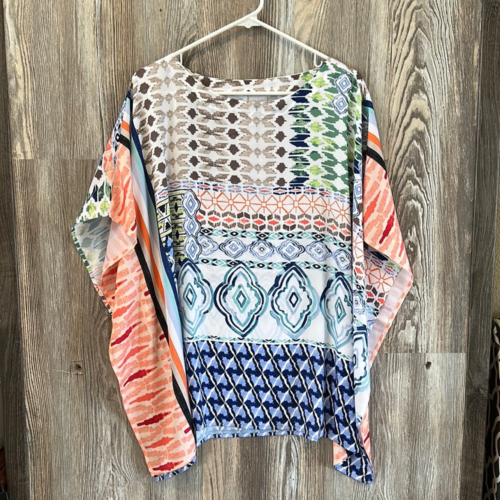 Chico’s multicolor, scarf top, S/M